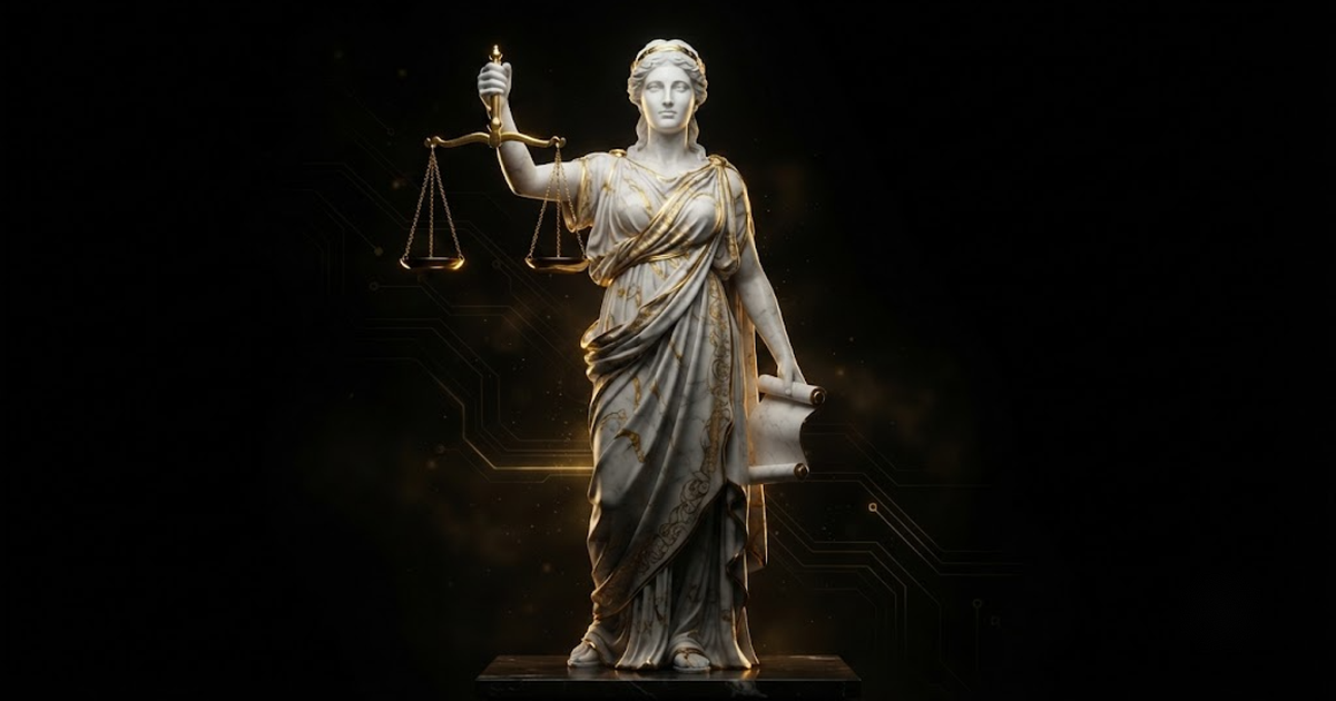 Themis with balanced scales, evoking the three legal regimes NIS2, DORA and UK GDPR