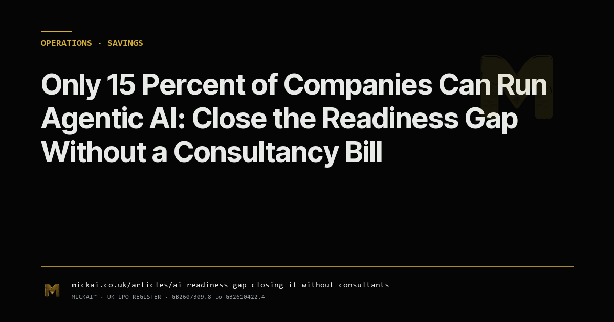Only 15 Percent of Companies Can Run Agentic AI: Close the Readiness Gap Without a Consultancy Bill