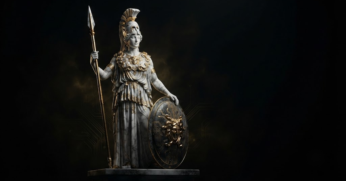 Athena, evoking sovereignty as strategic wisdom and the defence of the homeland
