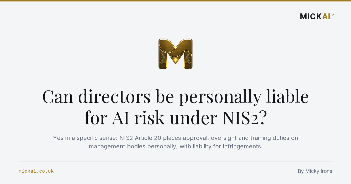 Can directors be personally liable for AI risk under NIS2?