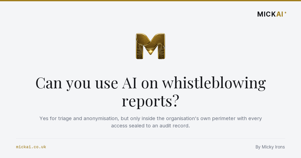Can you use AI on whistleblowing reports?