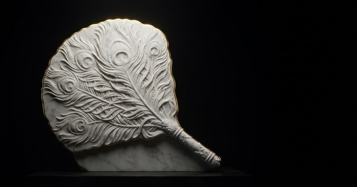 Classical marble scene, Hera, gold rim light on void black