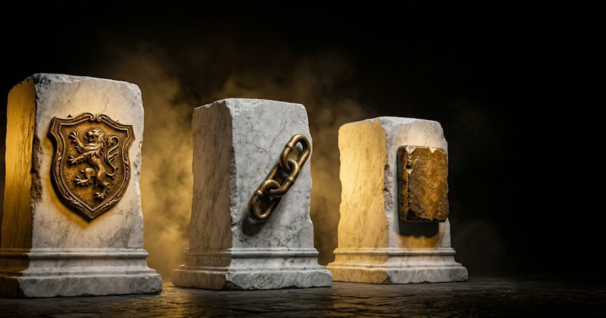 A clean three-step verification path: a seal being checked, a timestamp being confirmed against a public ledger, and a sovereign hardware boundary being confirmed