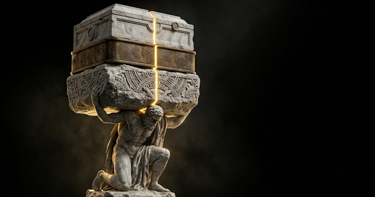 A diagram of three stacked layers, a sealed record, a hash anchored to a Bitcoin block, and a sovereign server rack, joined by a single verification line