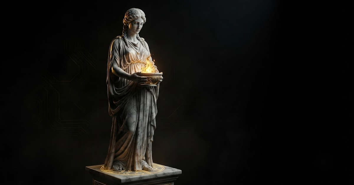 Hestia, evoking the system running on the customer's own hardware with zero data egress, the signing key never crossing a boundary