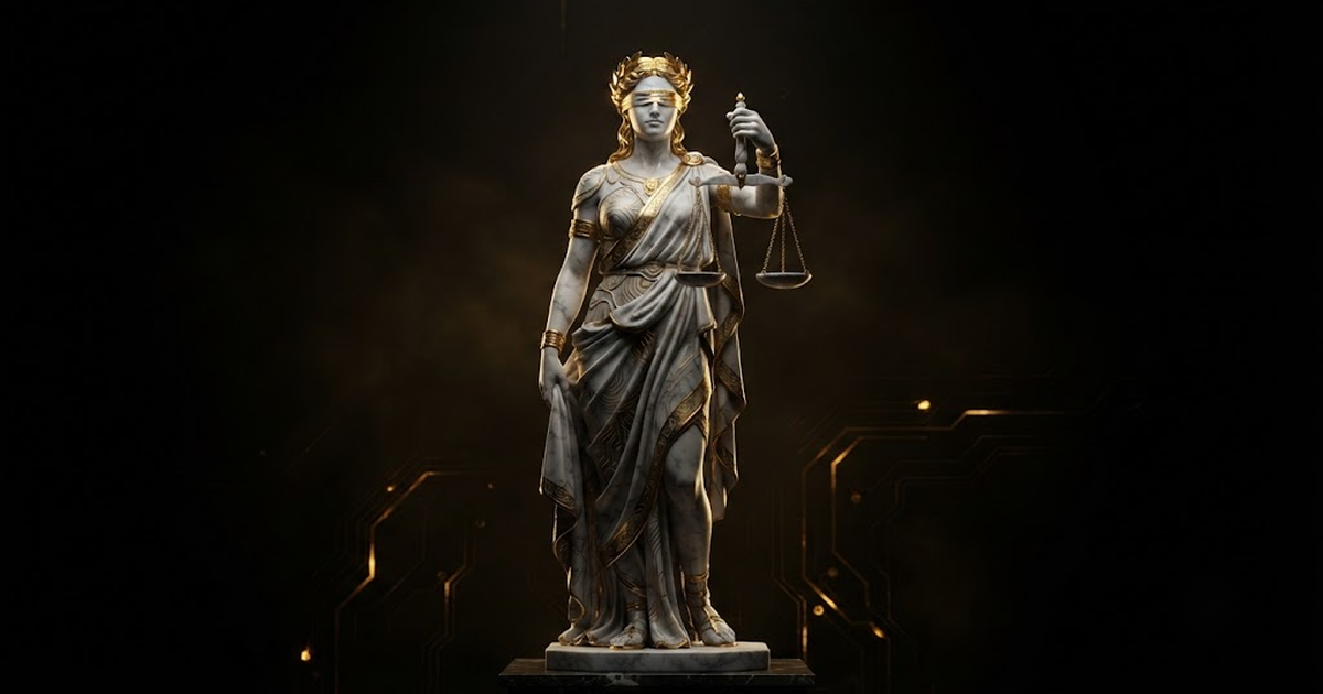 Themis, evoking the cryptographically signed audit record that lets an organisation prove exactly what the system did and why