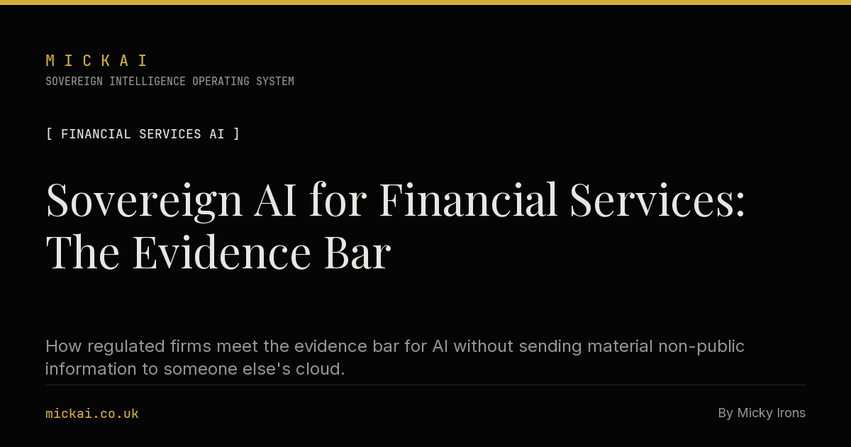 Sovereign AI for Financial Services: The Evidence Bar