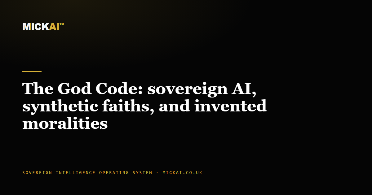 The God Code: sovereign AI, synthetic faiths, and invented moralities