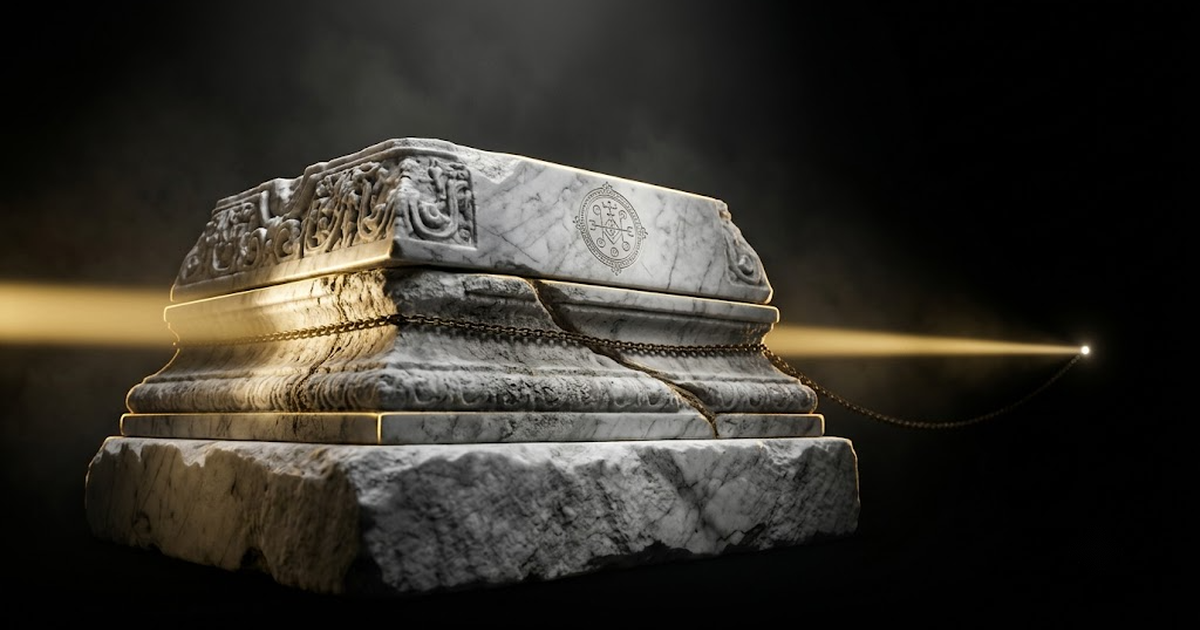 Three stacked translucent layers labelled seal, anchor and sovereign hardware, light passing cleanly through all three