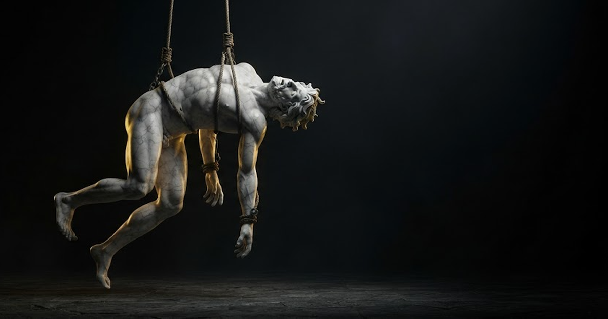 Antaeus hoisted a hand's breadth clear of the ground, his frame slackening the instant contact breaks while one trailing foot strains back toward the stone that fed him, in a void of pure black, satin gold light...