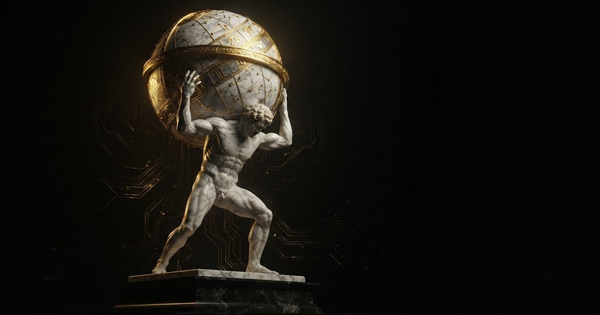 Atlas bearing the sphere, evoking a ranking treated as a starting position and a foundation to build verified deployment upon