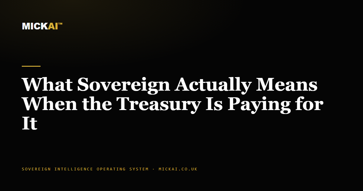 What Sovereign Actually Means When the Treasury Is Paying for It
