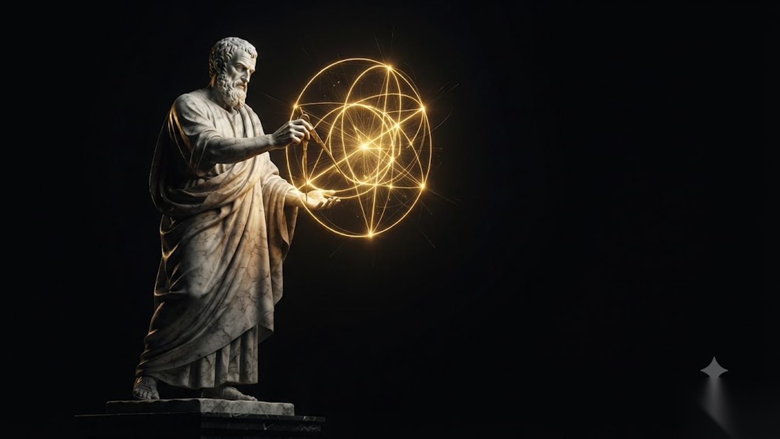 EUCLID, a Mickai cooperative brain rendered as a Greek figure in gold and marble
