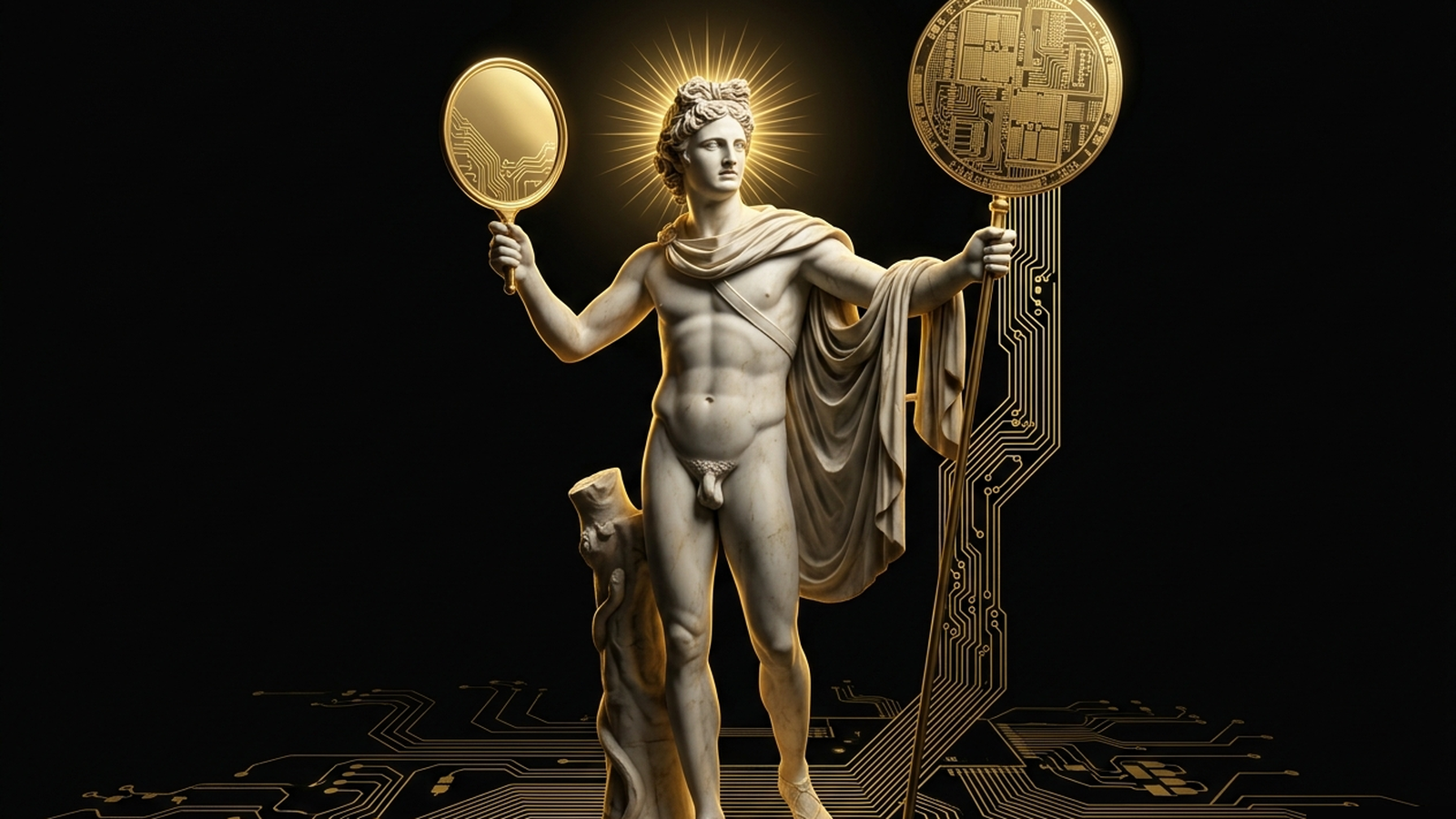 Atelier, the image studio, rendered in Olympian gold and obsidian