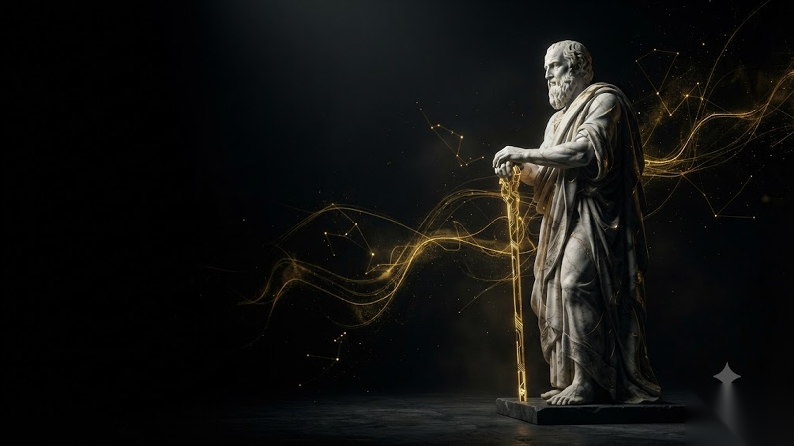 NESTOR, a Mickai cooperative brain rendered as a Greek figure in gold and marble