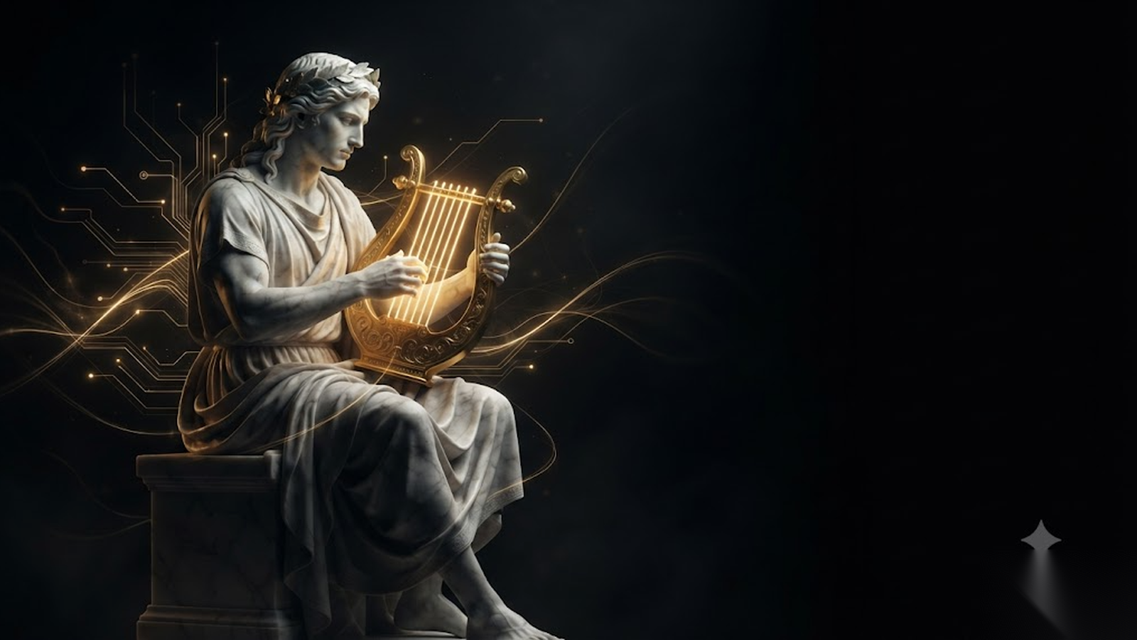 ORPHEUS, a Mickai cooperative brain rendered as a Greek figure in gold and marble