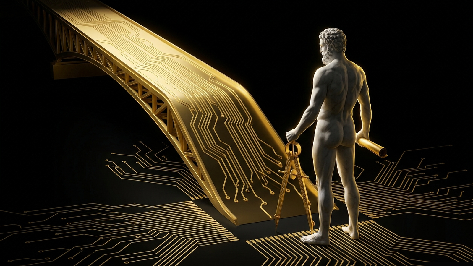 TITAN, a Mickai cooperative brain rendered as a Greek figure in gold and marble