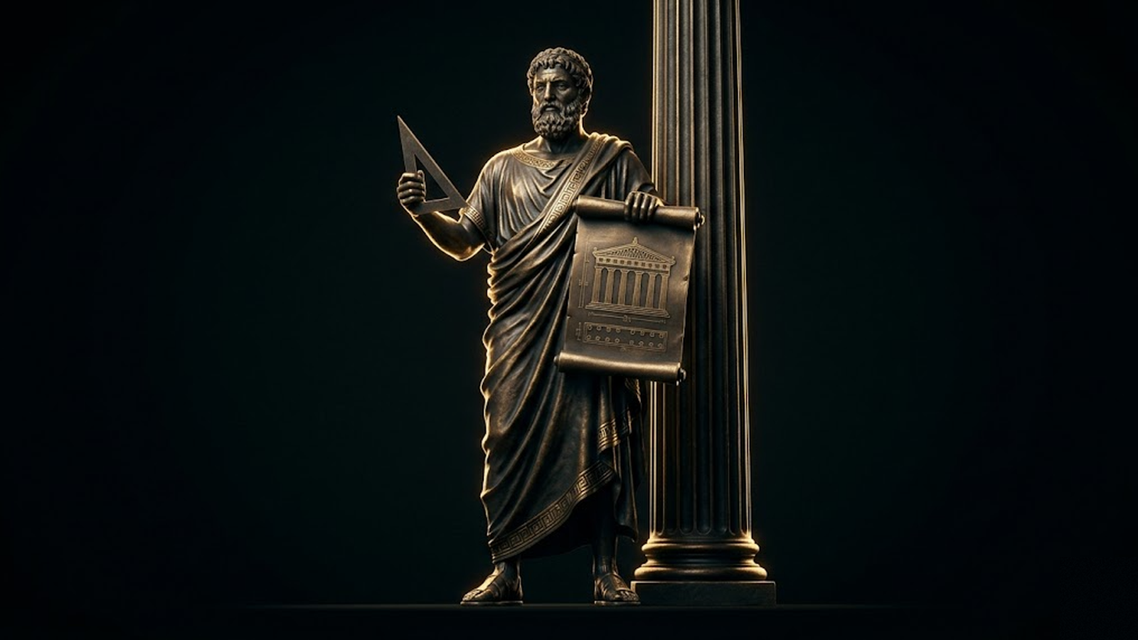 Vitruvius, the architecture studio, as a Greek temple in plan