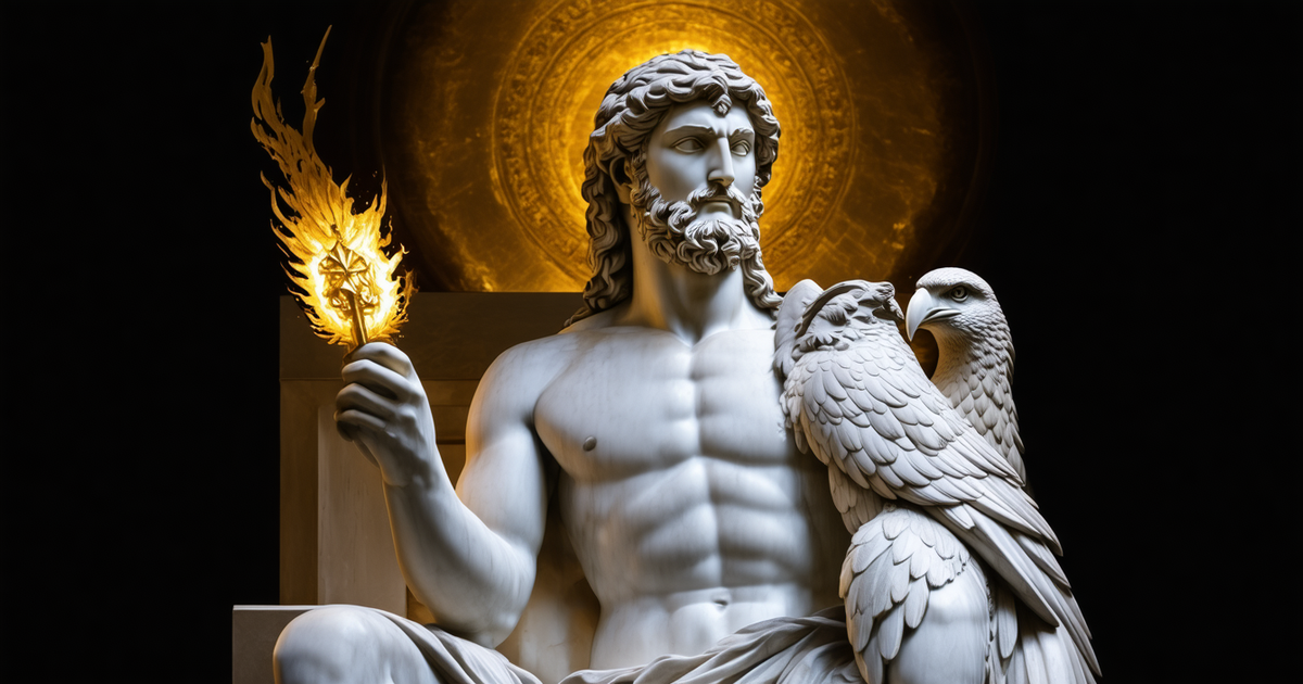 Zeus, the Mickai brain of governance and command, rendered as an Olympian portrait